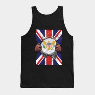 Virgin Islands Flag Great Britain Flag Ripped - Gift for Virgin Islander From Virgin Islands Tank Top